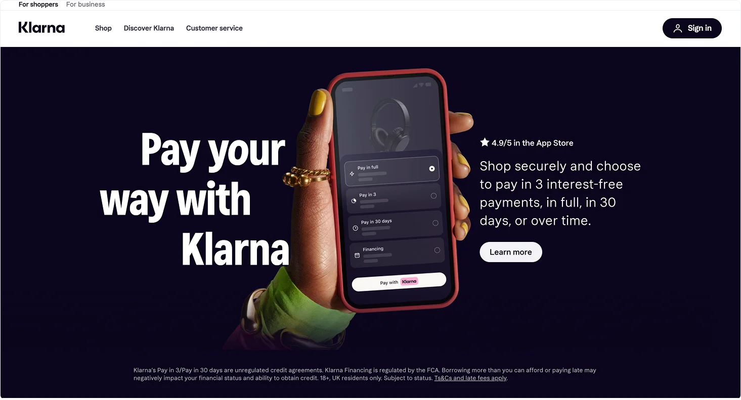 klarna-homepage
